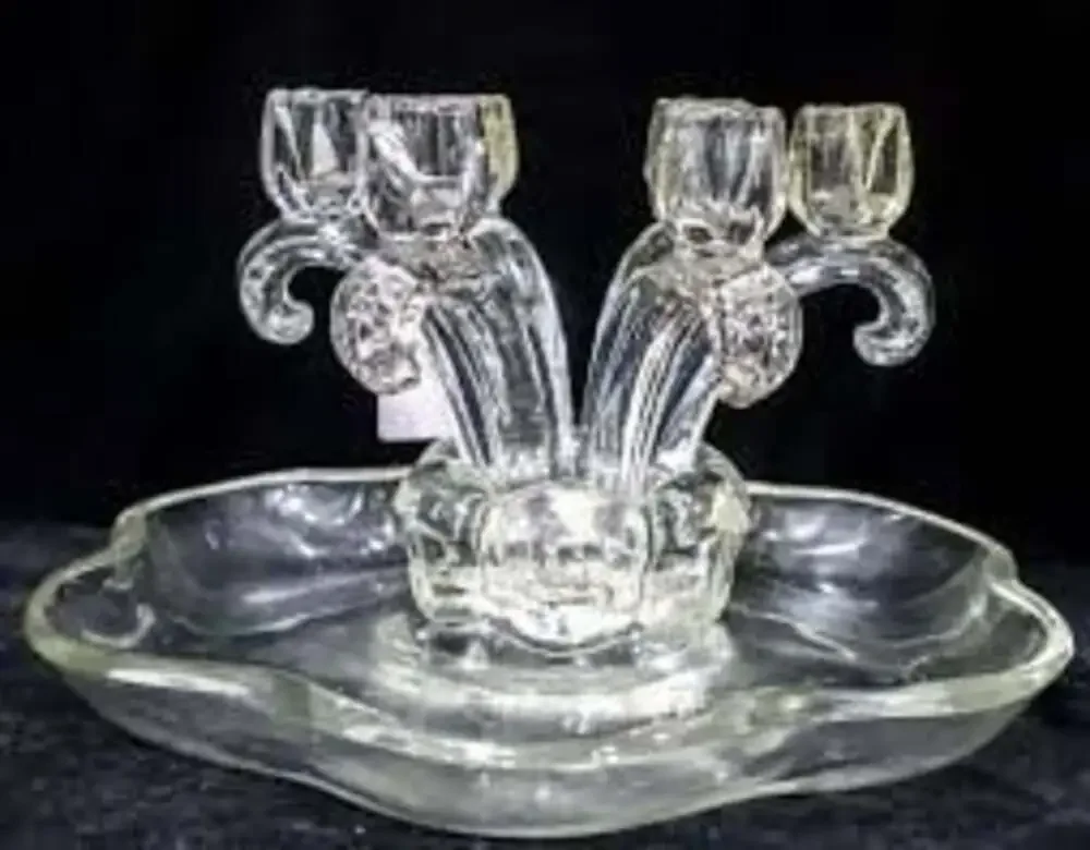 Vintage Fostoria Spring Garden 8-Piece Epergne Candelabra Set Clear Glass Cambri